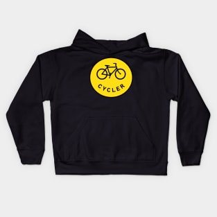 cycling cycler yellow circle Kids Hoodie